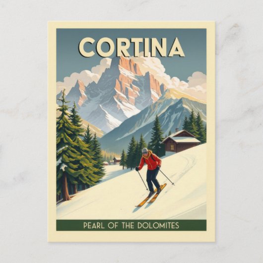  Cortina Italië Dolomieten Bergen Ski Briefkaart (Voorkant)