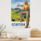 Cortina, Italië reisposter Poster (Keuken)