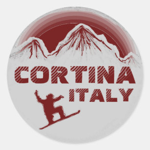 Cortina Italië rode snowboard kunst stickers