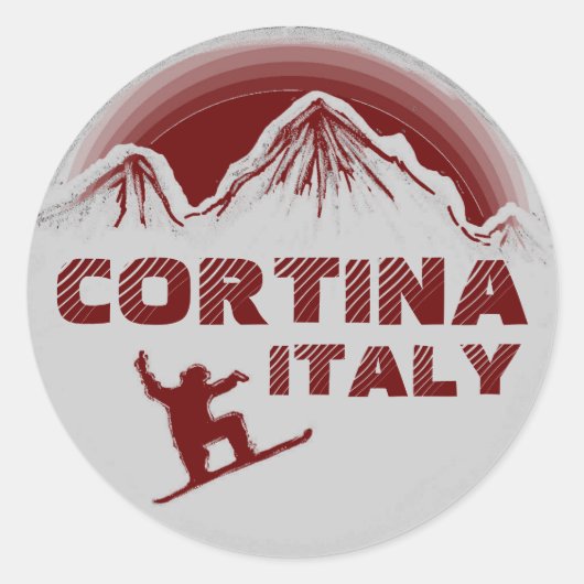 Cortina Italië rode snowboard kunst stickers (Voorkant)