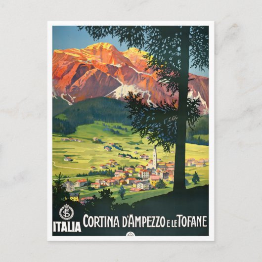Cortina Italië — vintage-reis Briefkaart (Voorkant)