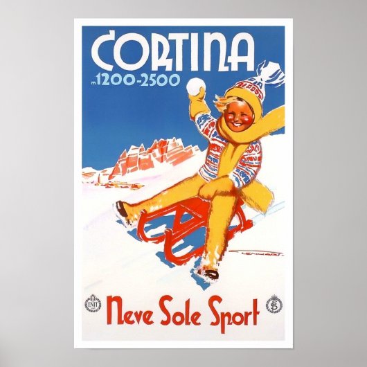 Cortina Italië — vintage-reis Poster (Voorkant)