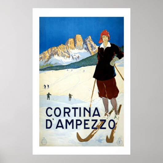 Cortina Italy Vintage Travel Poster (Voorkant)