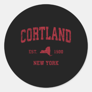 Cortland New York NY Sports Red Print Ronde Sticker