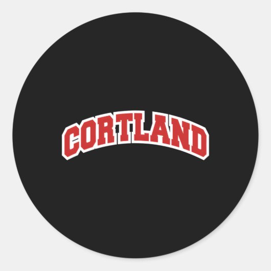 Cortland New York Varsity Stijl Ronde Sticker (Voorkant)