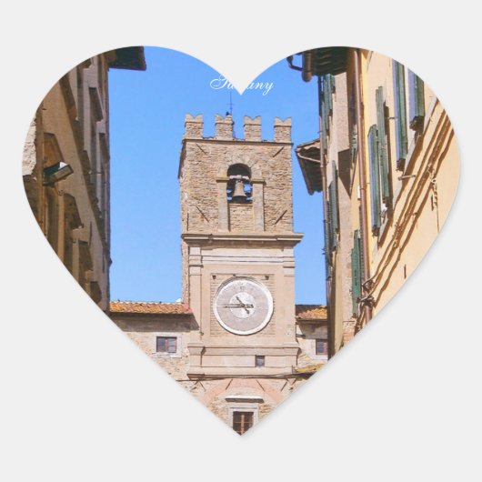 Cortona. Italië. Toscane Hart Sticker (Voorkant)