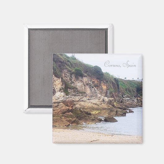 Coruna, Spanje | Sandy Bay Ocean Inlet Magneet (Voorkant / Achterkant)