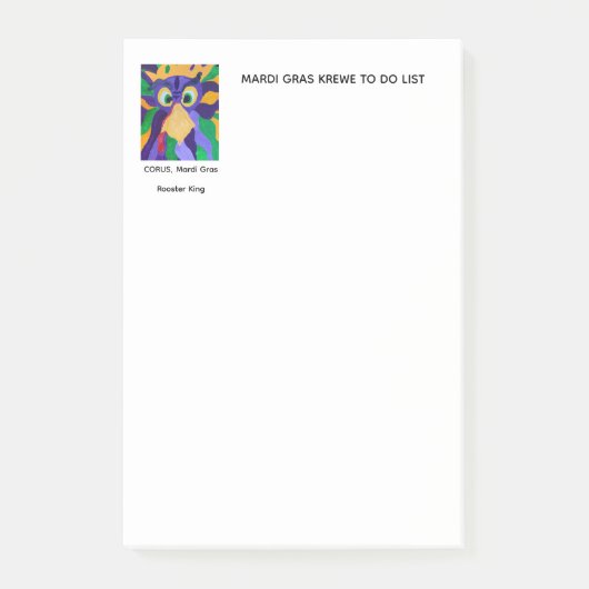 CORUS' MARDI GRAS TODO-LIJST POST-IT® NOTES (Voorkant)
