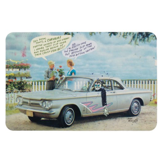 Corvair Cartoon koelkast Magnet tegen Bard Beach Magneet (Horizontaal)