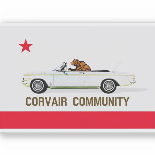 Corvair Community California EM vlag Sticker (Voorkant)