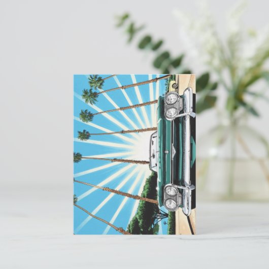 Corvair Pop Art Palm Tree Briefkaart (Staand voorkant)