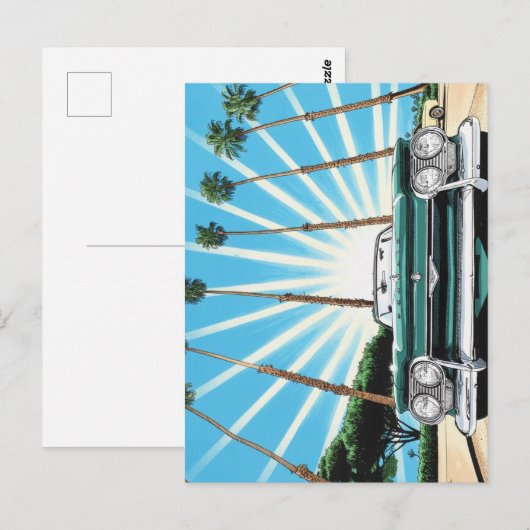 Corvair Pop Art Palm Tree Briefkaart (Voorkant / Achterkant)