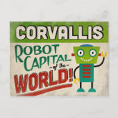 Corvallis Oregon Robot - Funny  Briefkaart (Voorkant)