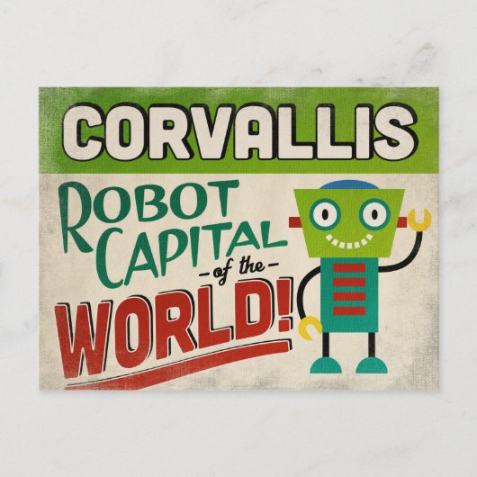 Corvallis Oregon Robot - Funny  Briefkaart (Voorkant)