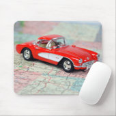 Corvette 1957 op de routekaart muismat (Met muis)