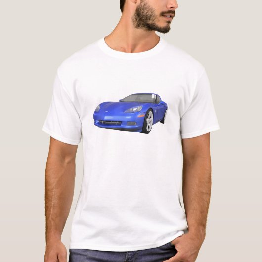 Corvette 2008: Sportauto: Blauwe afwerking: T-shirt (Voorkant)