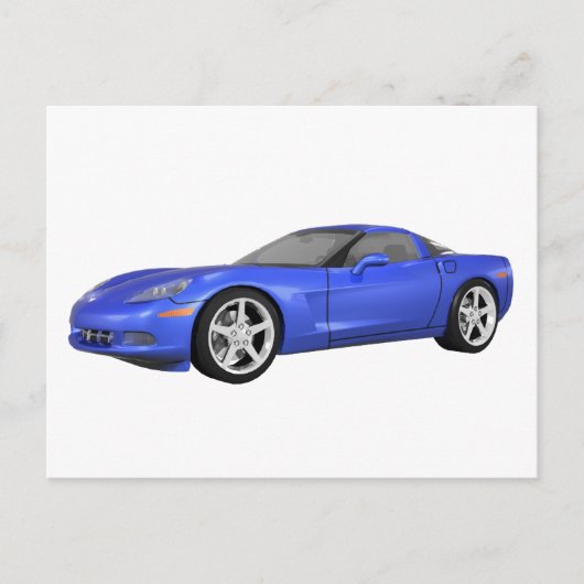 Corvette 2008: Sportauto: Blauwe finse: Briefkaart (Voorkant)