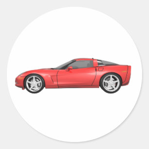Corvette 2008: Sportauto: Roodfinish: Ronde Sticker