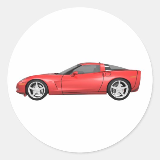 Corvette 2008: Sportauto: Roodfinish: Ronde Sticker (Voorkant)