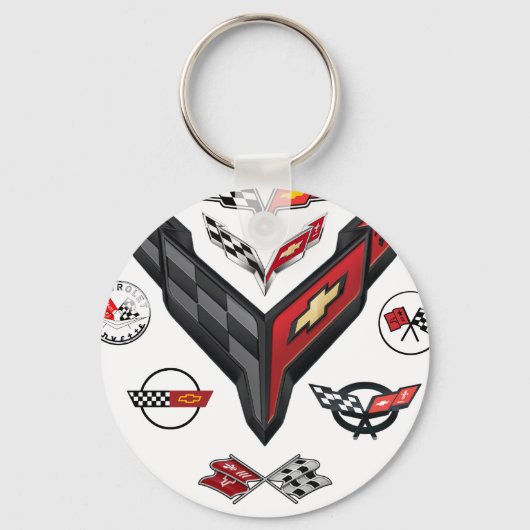 CORVETTE 8 GENERATIES BADGE SLEUTELHANGER (Voorkant)