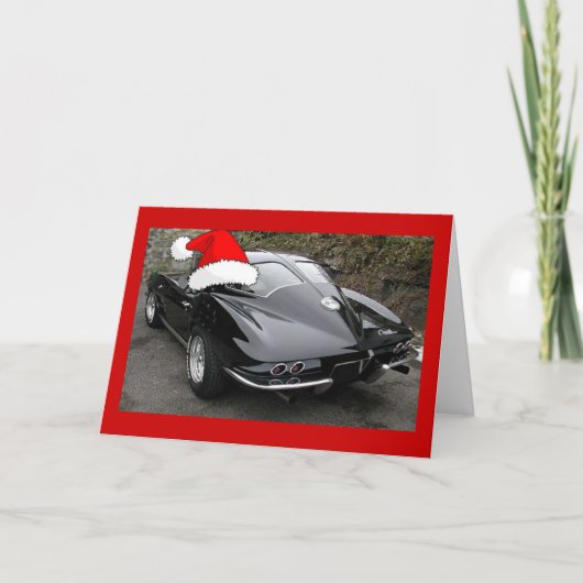 Corvette Black Split Window/Kerstmis Feestdagen Kaart (Voorkant)