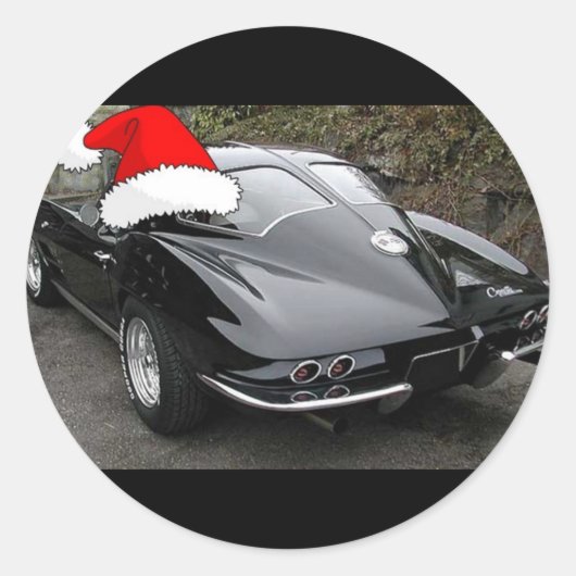 Corvette Black Split Window/Kerstmis Ronde Sticker (Voorkant)