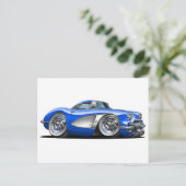 Corvette Blue Car Briefkaart (Staand voorkant)