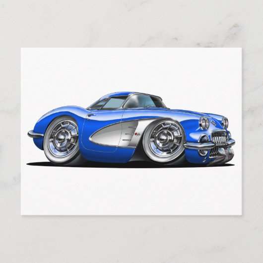Corvette Blue Car Briefkaart (Voorkant)
