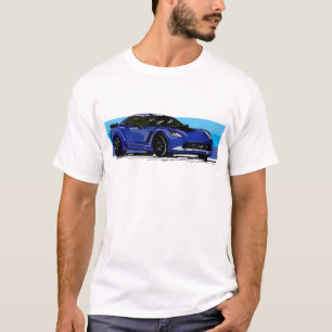 Corvette C7 Blauwe Sportscar met Blauwe Streep T-shirt