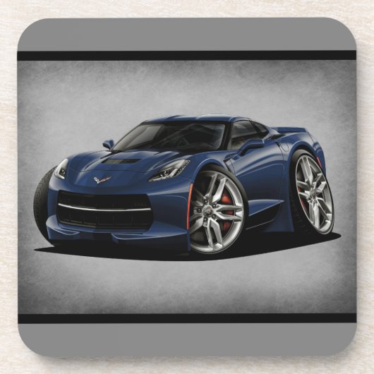 Corvette C7 Night Race Blue Special Edition 6 set Bier Onderzetter (Voorkant)