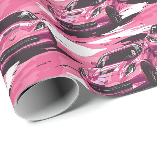 Corvette C7 roze inpakpapier (Rol Hoek)