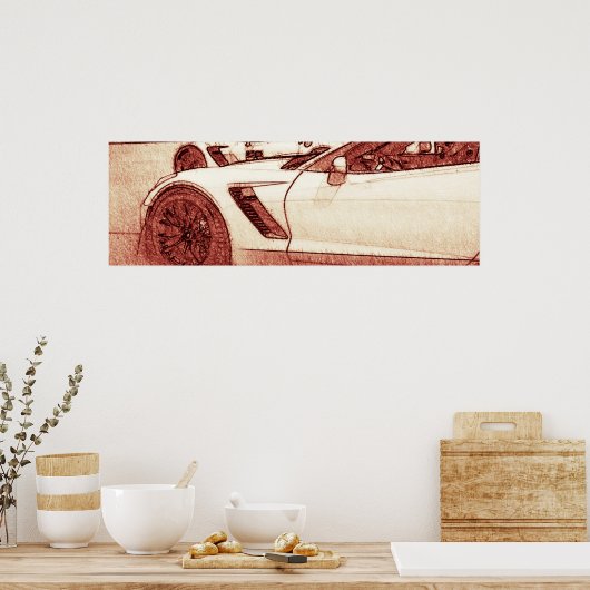 Corvette C7R Z06 Schets Poster (Keuken)