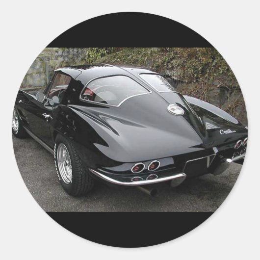 Corvette Classic Black Split Window Ronde Sticker (Voorkant)