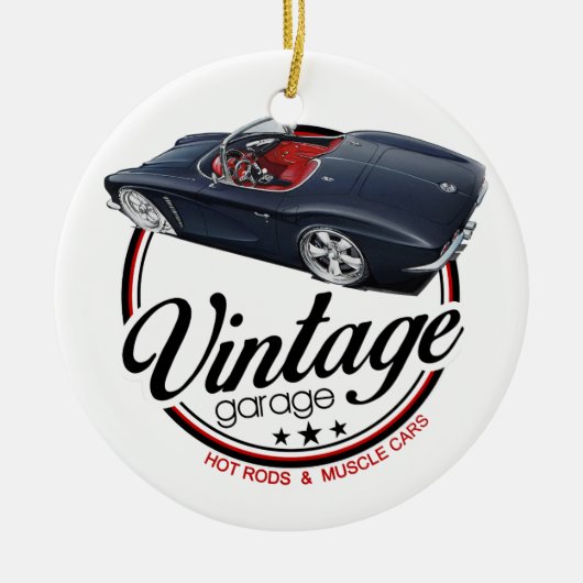 Corvette Garage Keramisch Ornament (Voorkant)
