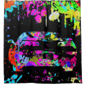 Corvette Paint Splatter Graffiti Effect Douchegordijn (Voorkant)