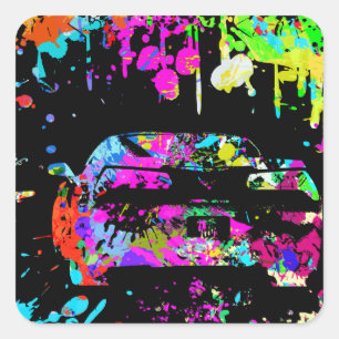 Corvette Paint Splatter Graffiti Effect Vierkante Sticker