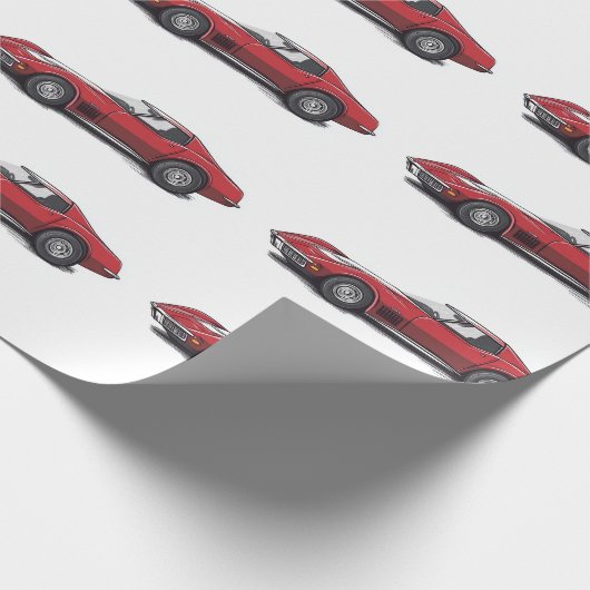 Corvette Red Wrapping Paper Cadeaupapier (Hoek)