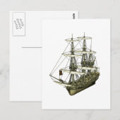 Corvette Sailboat with Furted Sails Briefkaart (Voorkant / Achterkant)