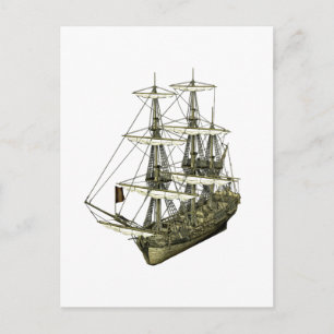 Corvette Sailboat with Furted Sails Briefkaart