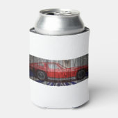 Corvette Stingray op schuur houtontwerp Blikjeskoeler (Blikje Voorkant)
