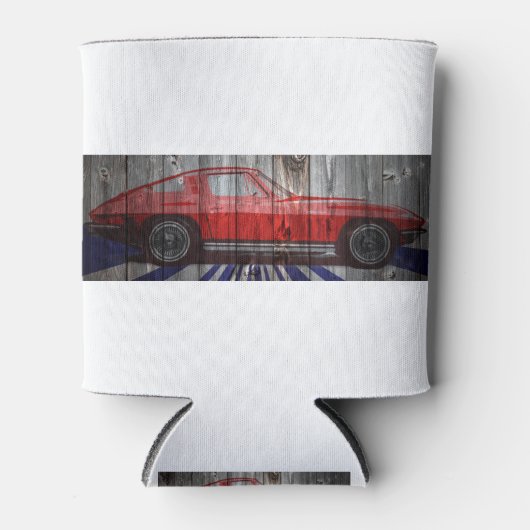 Corvette Stingray op schuur houtontwerp Blikjeskoeler (Voorkant)