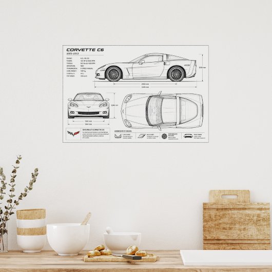 Corvette technische ontwerp poster (Keuken)