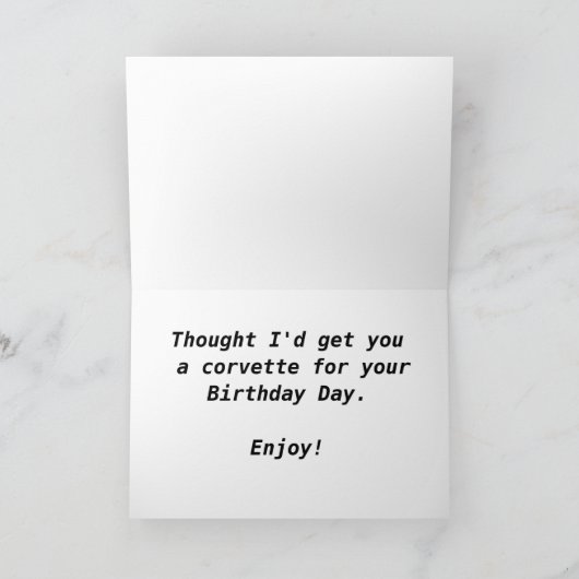 Corvette Verjaardag Kaart (Binnen)
