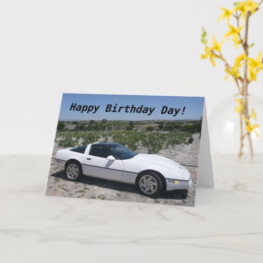 Corvette Verjaardag Kaart (Gele Bloem)