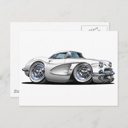 Corvette White Car Briefkaart (Voorkant / Achterkant)