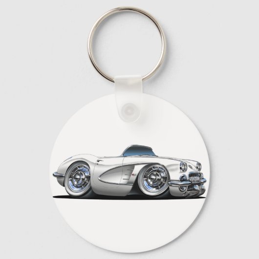 Corvette White Convertible Sleutelhanger (Voorkant)