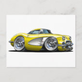 Corvette Yellow Car Briefkaart (Voorkant)