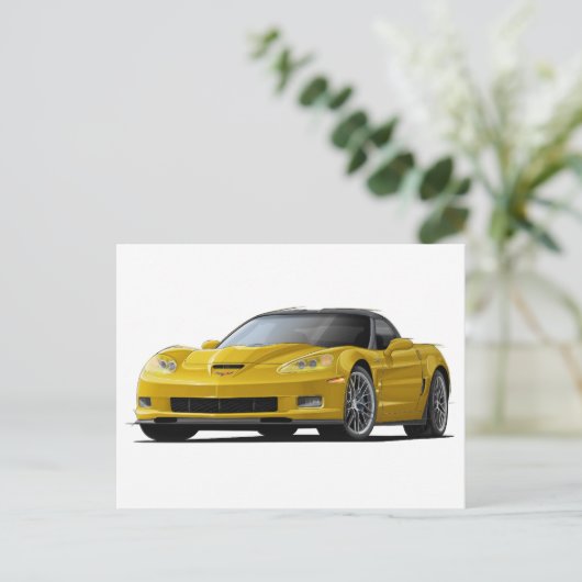 Corvette ZR1 gele auto Briefkaart (Staand voorkant)