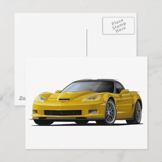 Corvette ZR1 gele auto Briefkaart (Voorkant / Achterkant)