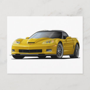 Corvette ZR1 gele auto Briefkaart